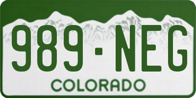 CO license plate 989NEG