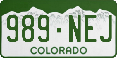 CO license plate 989NEJ