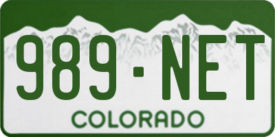 CO license plate 989NET