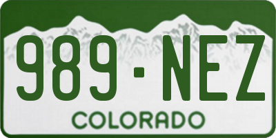 CO license plate 989NEZ