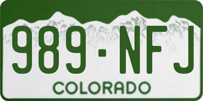 CO license plate 989NFJ