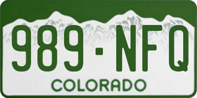CO license plate 989NFQ
