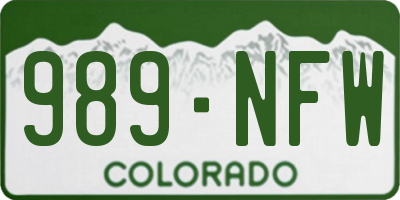 CO license plate 989NFW