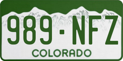 CO license plate 989NFZ