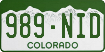 CO license plate 989NID