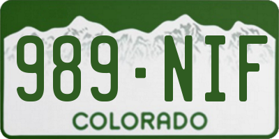 CO license plate 989NIF