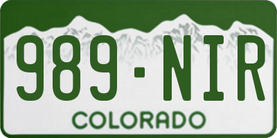 CO license plate 989NIR