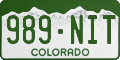 CO license plate 989NIT