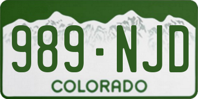 CO license plate 989NJD