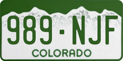 CO license plate 989NJF