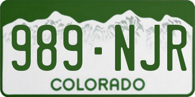 CO license plate 989NJR