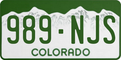 CO license plate 989NJS