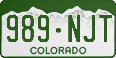 CO license plate 989NJT