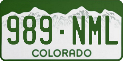 CO license plate 989NML
