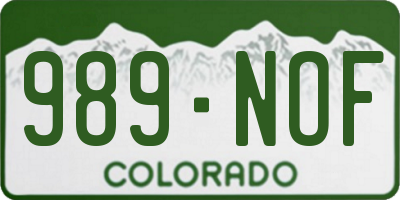 CO license plate 989NOF