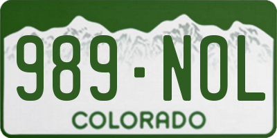 CO license plate 989NOL