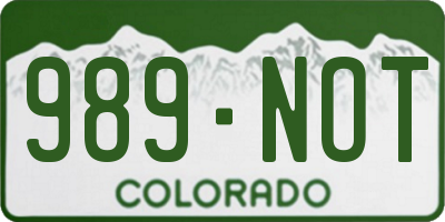 CO license plate 989NOT