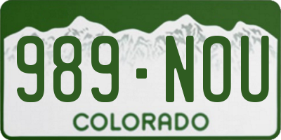CO license plate 989NOU