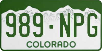 CO license plate 989NPG