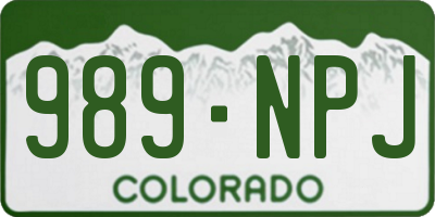 CO license plate 989NPJ