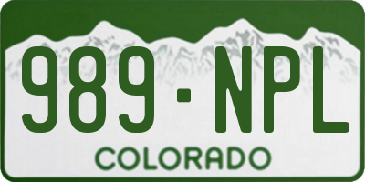CO license plate 989NPL
