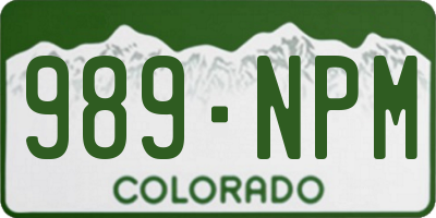 CO license plate 989NPM