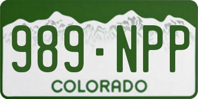 CO license plate 989NPP