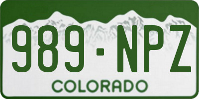 CO license plate 989NPZ