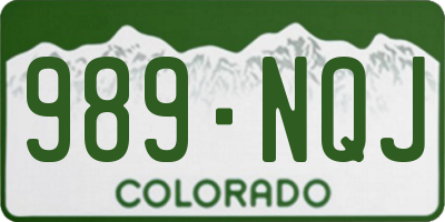CO license plate 989NQJ