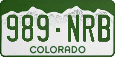 CO license plate 989NRB