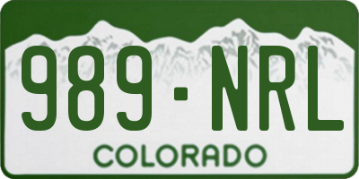 CO license plate 989NRL