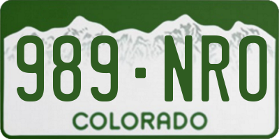 CO license plate 989NRO