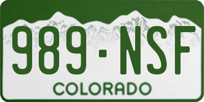 CO license plate 989NSF