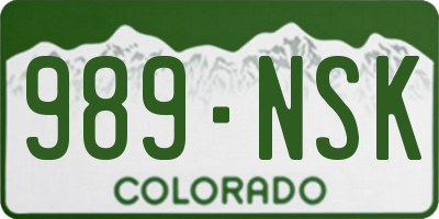 CO license plate 989NSK