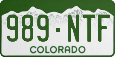 CO license plate 989NTF