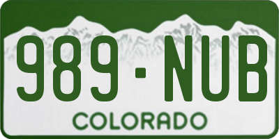 CO license plate 989NUB