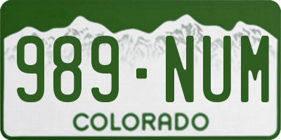 CO license plate 989NUM