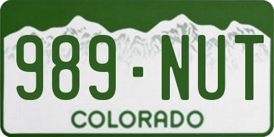 CO license plate 989NUT