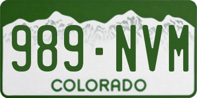 CO license plate 989NVM