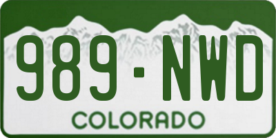 CO license plate 989NWD