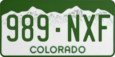 CO license plate 989NXF