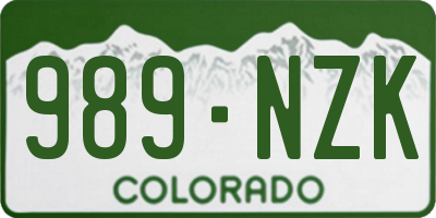 CO license plate 989NZK