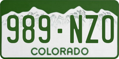 CO license plate 989NZO