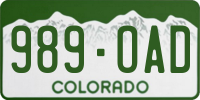 CO license plate 989OAD