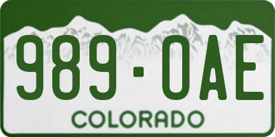 CO license plate 989OAE