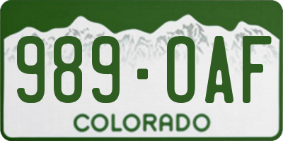 CO license plate 989OAF