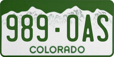 CO license plate 989OAS