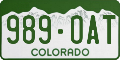 CO license plate 989OAT