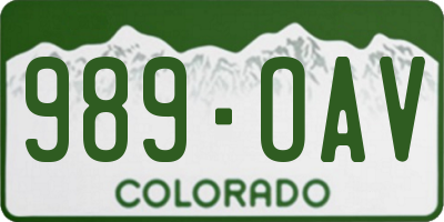 CO license plate 989OAV