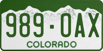 CO license plate 989OAX